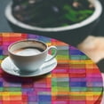 thumbnail image 2 of Ambesonne Abstract Fitted Round Tablecloth, Rainbow Colors Squares, 56"- 60" Diameter, Multicolor, 2 of 5