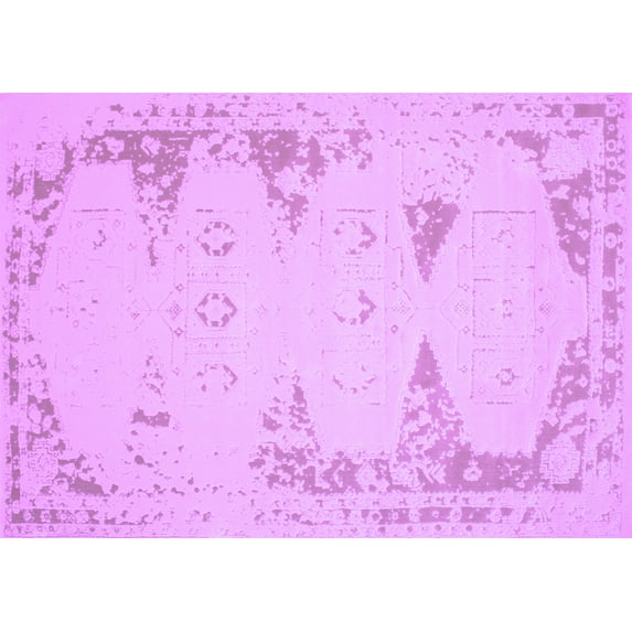 Ahgly Company Indoor Rectangle Abstract Purple Contemporary Area Rugs, 2' x 5'