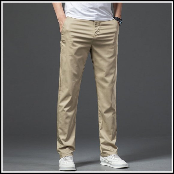 Amzcrzy Mens Pants Pants for Men Men's Zipper Straight Barrel Ice Silk Business Wash Advanced Casual Long Pants Mens Dress Pants Mens Casual Pants