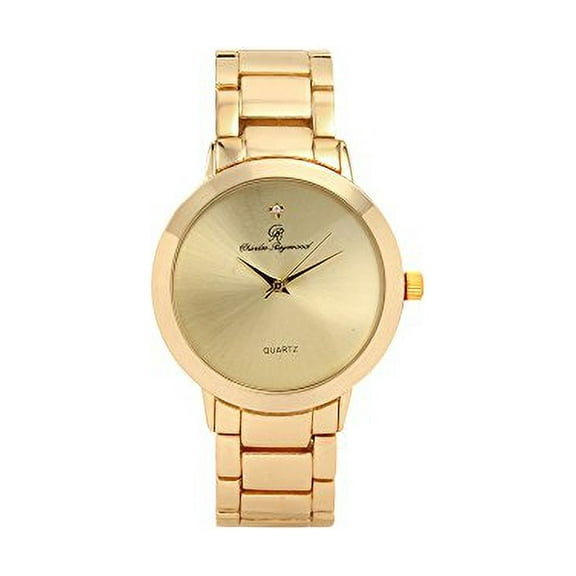 Charles Raymond Iced Out Diamond at 12 o'clock Elegant and Classy Mens Watch for All Occasions - Easy Reader Simplistic Slashes at Every Hour - Handsomely Stunning - 4904MB Single (Shiny Gold)