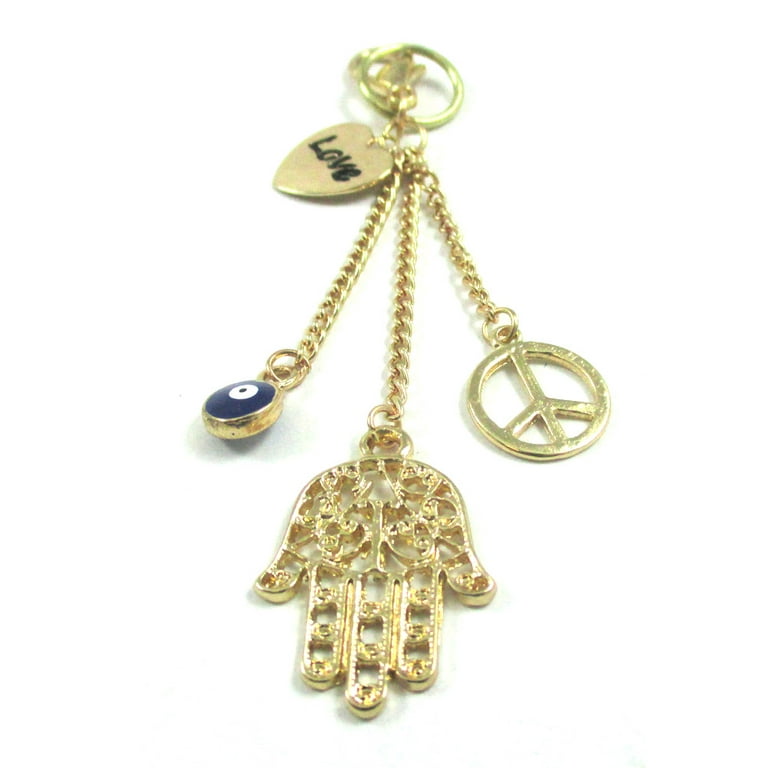 AHANDMAKER 20 Pcs Hamsa Hand Evil Eye Keychains, 5 Styles Fatima Palm Protection Charms Key Holder with Mixed Gemstone Bead 