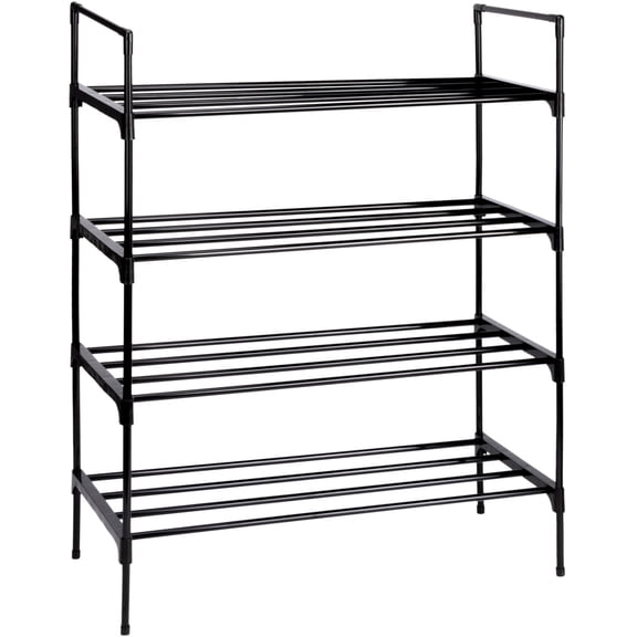 KIVDIT 4-Tier Ventilated Metal Shoe Rack, Tool-Free Shoe Storage Organizer for Dorm Home, Holds Up to 15 Pairs, 31.1 In