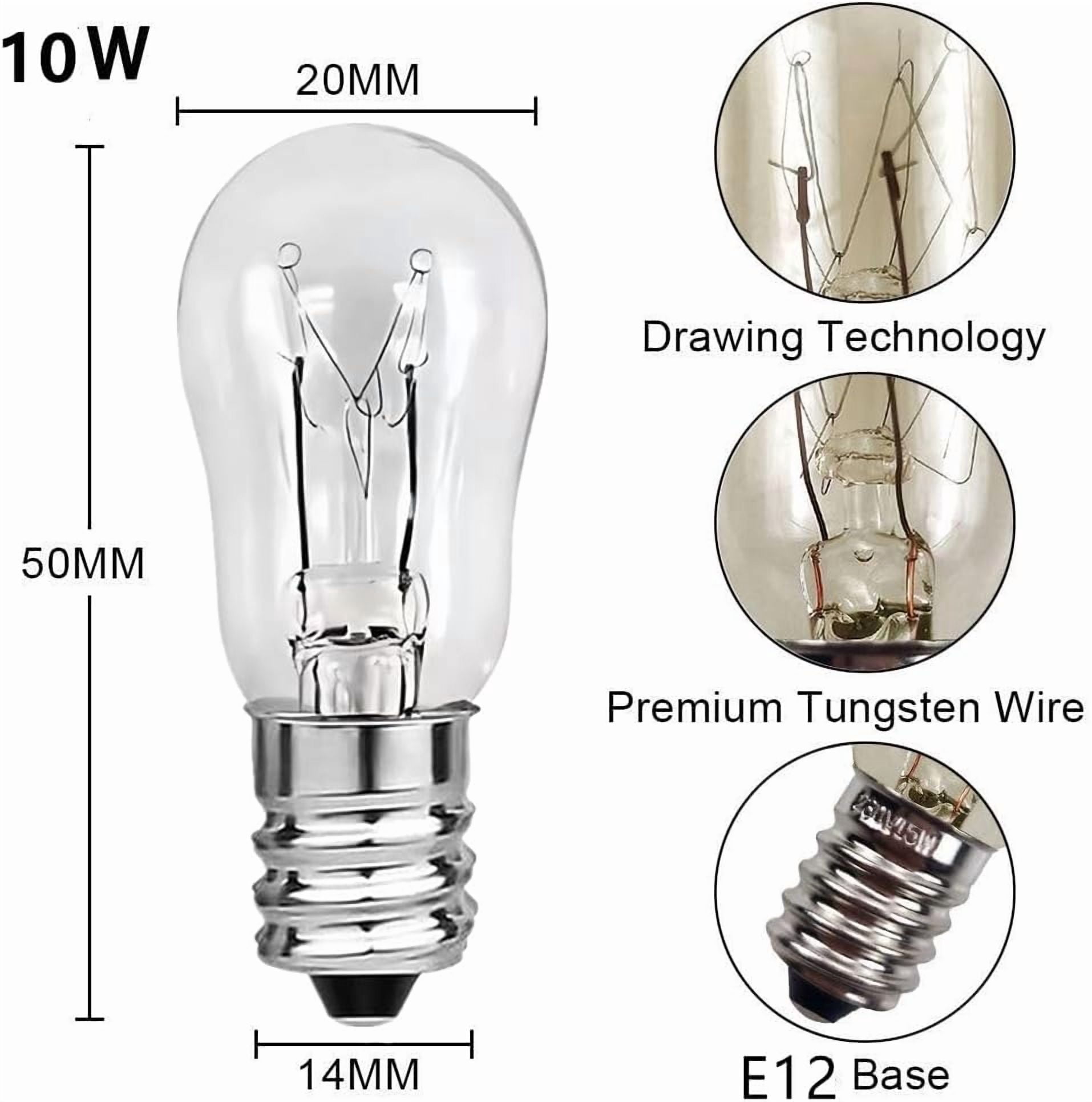 WE05X20431 Dryer drum replacement bulb, 120V/10W/E12, suitable for and Dryer light bulb, replacement WE05X20431 WE4M305 WP3395618 - Packaged as 4
