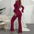 thumbnail image 4 of Women Sleepwear Autumn Winter Pajamas Sets Two Pieces Sexy V Neck Long Sleeve Tops and Trousers Set Loungewear Home Clothes, 4 of 4