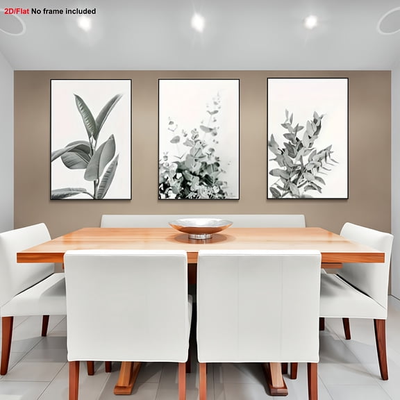 3pcs, Decorative Painting, 2D Frameless Canvas Painting, 3pcs Plant Canvas Wall Art, Eucalyptus Green Plant Art, Modern Farmhouse Decorative Painting, Living Room Bedroom Hanging Painting, Independe