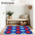 thumbnail image 3 of ODIKA 5'x7' Machine Washable Non-Slip Area Rug, Festive Fox and Motif Winter Celebration Kit High Traffic Rug, Blue, 633229, 3 of 5