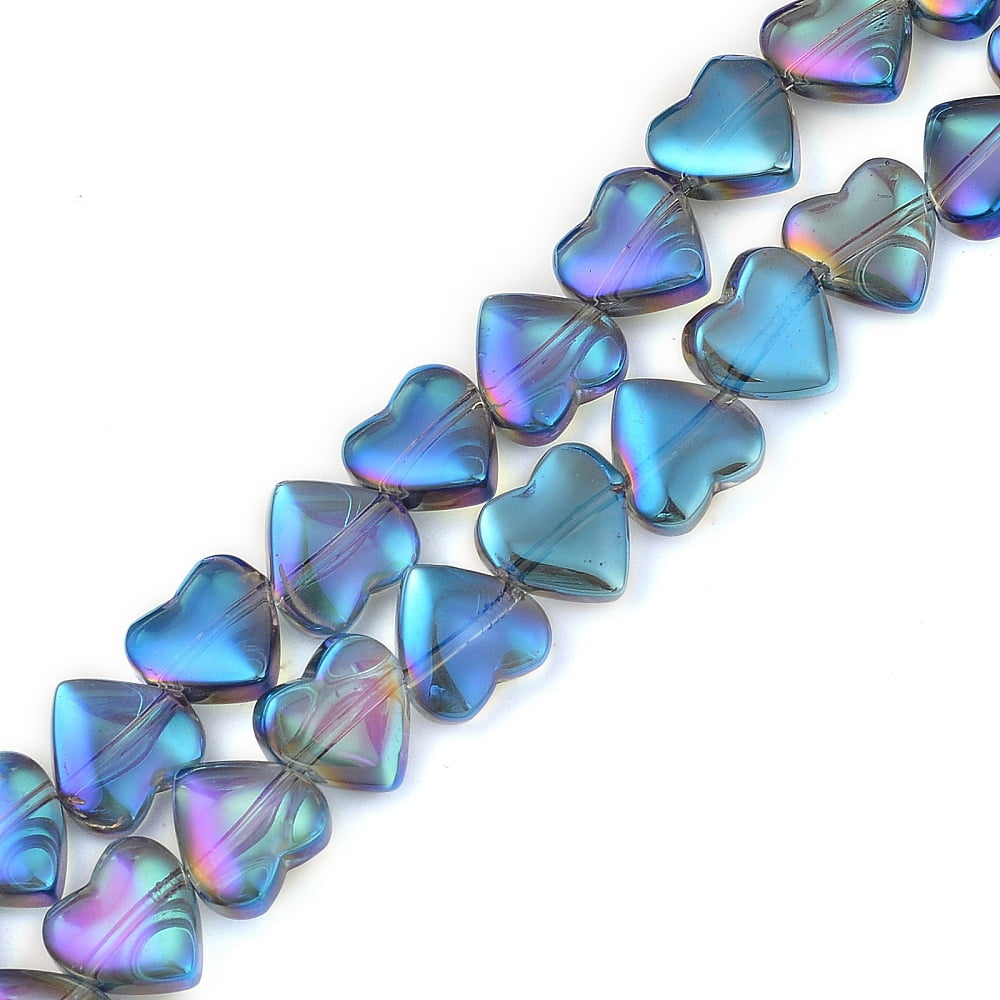 Electroplate Transparent Glass Beads Strands Heart Mixed Color 10x10x4.5mm Hole: 0.8mm about 65pcs/strand 24.41 inch(62cm)