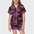thumbnail image 2 of Ensemble de Pyjama en Satin pour Filles Imprimé Manches Courtes Enfants Pyjama à Boutons Ensemble de Pyjama Classique Pyjama pour Garçons Taille 2-3 Ans Garçons Filles Mode, 2 of 5
