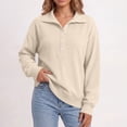 thumbnail image 6 of Women Waffle Knit Polo Sweatshirt Sevevn Collared Henley Button Long Sleeve Side Pocket Loose Casual Pullover Tops, 6 of 9