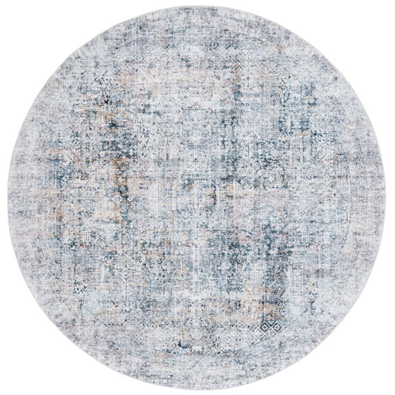 SAFAVIEH Santa Monica Alice Abstract Polyester Area Rug, Dark Green/Beige, 6' x 6' Round