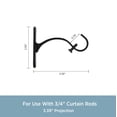 thumbnail image 2 of Kenney 5/8"-3/4" Steel Curtain Rod Mounting Brackets, Wall or Ceiling Mount, Set of 2, Black, 2 of 5
