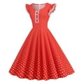 thumbnail image 3 of XFLWAM 1950s Retro Rockabilly for Women Sleeveless Lace V-Neck Vintage Cocktail Party Dress Polka Dot A-Line Swing Tea Dresses Red M, 3 of 7