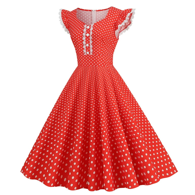 IROINNID A-line Dress For Women Sleeveless Sweatheart Neck Dots Print  Sailor Collar Elegant Below The Knee Dress, Empire Waist Strapless Evening  Dress For Women, Red - Walmart.com