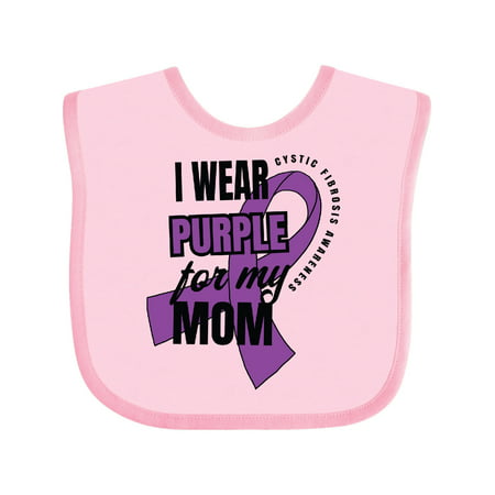 

Inktastic I Wear Purple For My Mom Cystic Fibrosis Awareness Gift Baby Boy or Baby Girl Bib