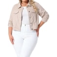 thumbnail image 2 of DARING DIVA Women's Plus Suede Vintage Moto Biker Classic Crop Faux Leather 2X Apricot, 2 of 6