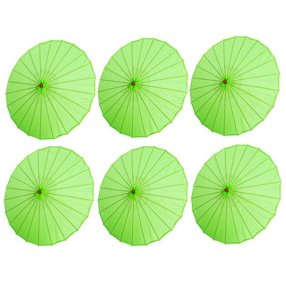 THY COLLECTIBLES Set of Six (6) 33"Japanese Chinese Umbrella Parasols for Wedding Parties, Photography, Costumes, Cosplay, Decoration and Other Events (Green)