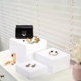 thumbnail image 3 of Hacaroa Set of 3 Acrylic Cube Riser Hollow Bottom, Glossy White Buffet Riser Food Display Stand, 5 Sides Cupcake Stand Nesting Display Boxes for Jewelry, Collectibles, Figures, 3 Sizes, 3 of 7