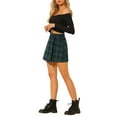 thumbnail image 3 of MODA NOVA Juniors Casual High Waist Button Plaid Layers Mini Skirt Green L, 3 of 5