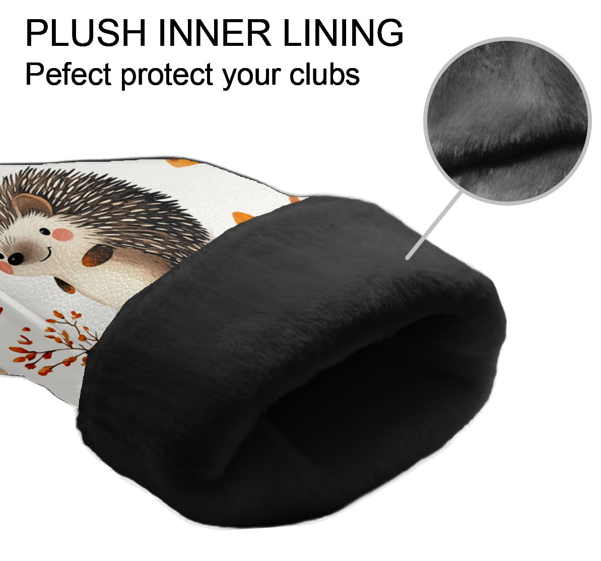 Golf Club Head Covers - Hedgehog Brown Design, Premium PU Leather Driver Hybrid Headcovers with Velvet Lining, Waterproof Golf Gifts for Men Women