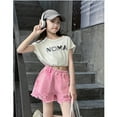 thumbnail image 6 of GiLiling Girls Distressed Denim Shorts, Elastic Waist Ripped Frayed Hem Sparkle Summer Jean Shorts for Kids Teens (Pink, 11-12 Years), 6 of 8