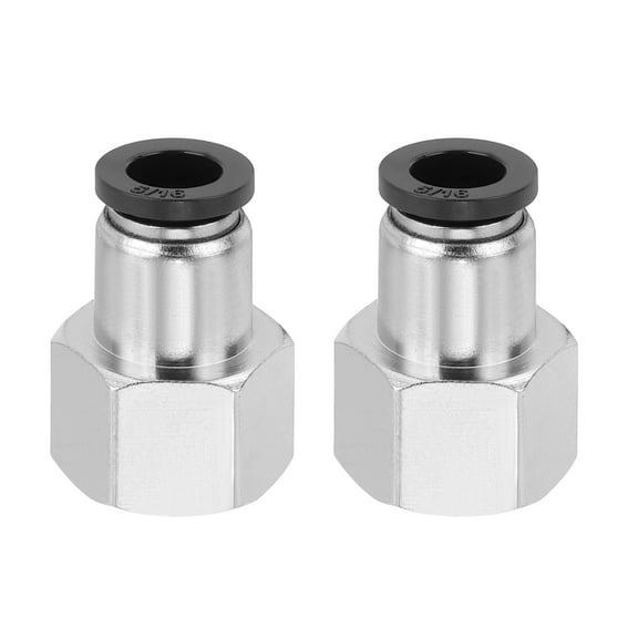 Uxcell 2 Pcs NPT Female 5/16 inch OD x 3/8" NPT Thread Push to Connect Fittings, Black