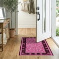 thumbnail image 2 of ODIKA Zebra Leopard Pink Stripe Spotted Print Border Mixed Bold Striped Stain Resistant Thin Throw for Entryway, Kitchen, Laundry Room, 2 of 7