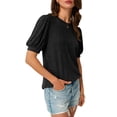 thumbnail image 2 of Women'S Tops Sweater Long Tunic Dressy Casual Blouses Business Cute Trendy Short Sleeve Shirt Black XXL, 2 of 9
