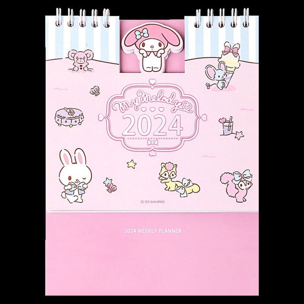 Botu 2024 Calendario de escritorio sanrio de Año Nuevo kawaii anime Kuromi melodía Cinnamoroll regalo para niños calendario planificador diario semanal