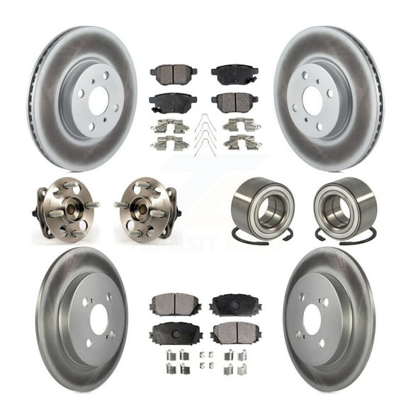 Transit Auto Front Rear Wheel Hub Bearing Assembly Coated Disc Brake Rotor and Ceramic Pads Kit (10Pc) for Car Toyota Yaris Japan Production Identified By 1st Digit Of VIN J Left Right Side KBB-108454