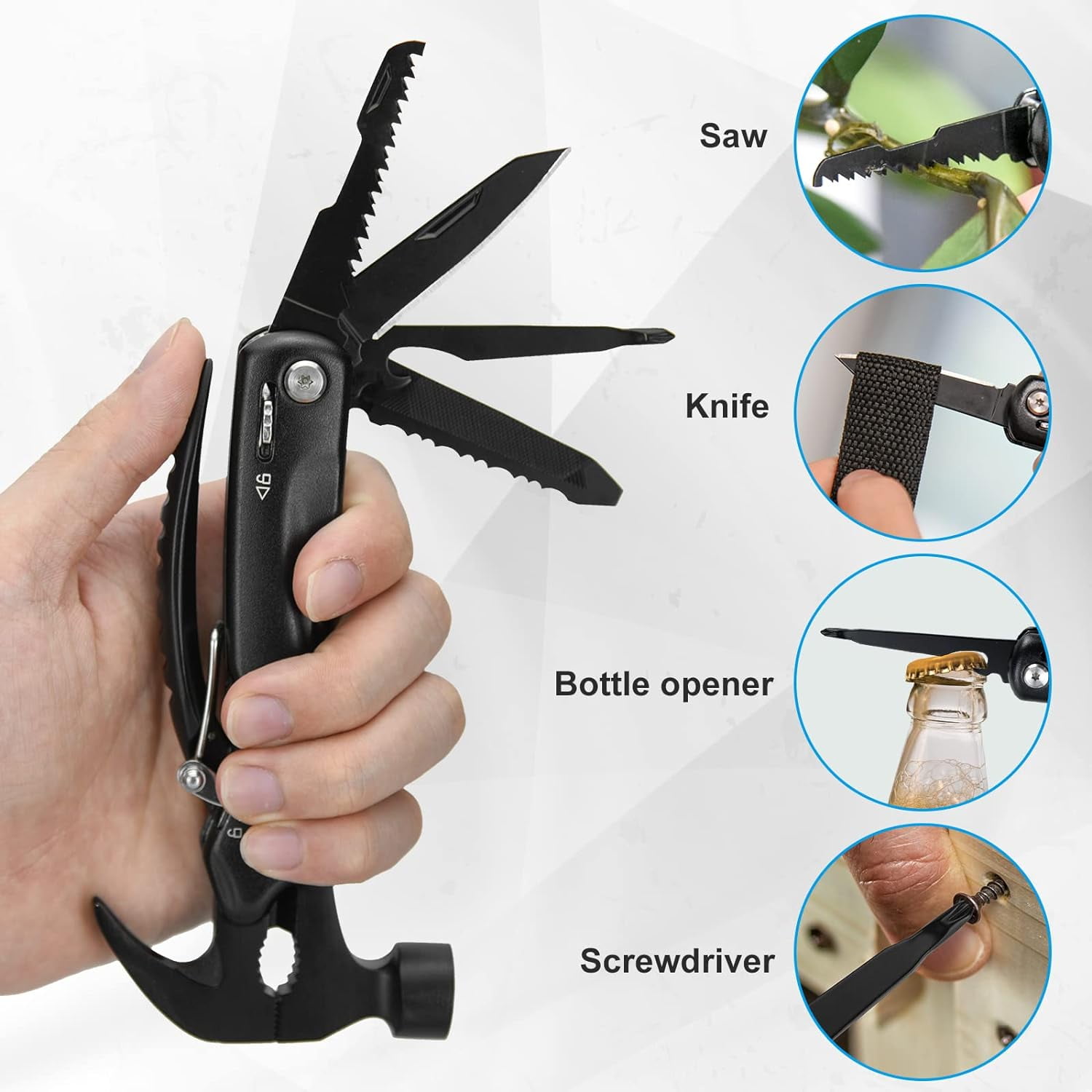 Easter Gifts for Adults Men, 12 in 1 Hammer Multitool, Basket Stuffers Adults, Anniversary Birthday Father Day Husband, Camping Essentials Survival Gear Tool