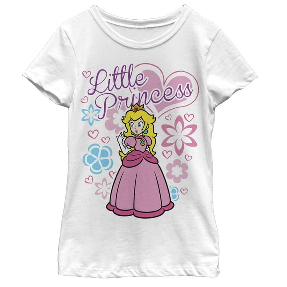 Girl's Nintendo Little Princess Peach Graphic Tee White X Large