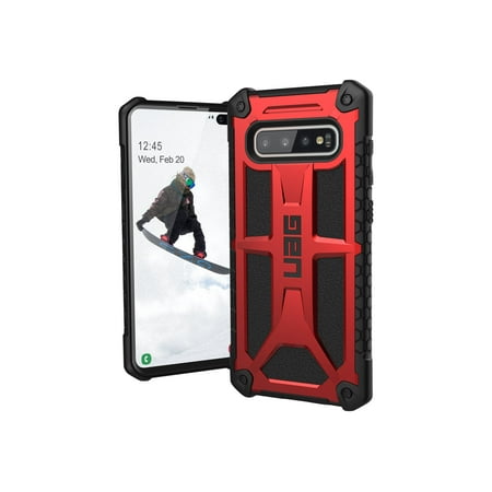 UAG Rugged Case for Samsung Galaxy S10 Plus [6.4-inch screen] - Monarch Crimson - Back cover for cell phone - top-grain leather, alloy metal - crimson - 6.4" - for Samsung Galaxy S10+