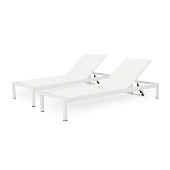 Cherie Outdoor Chaise Lounge, Set of 2, White