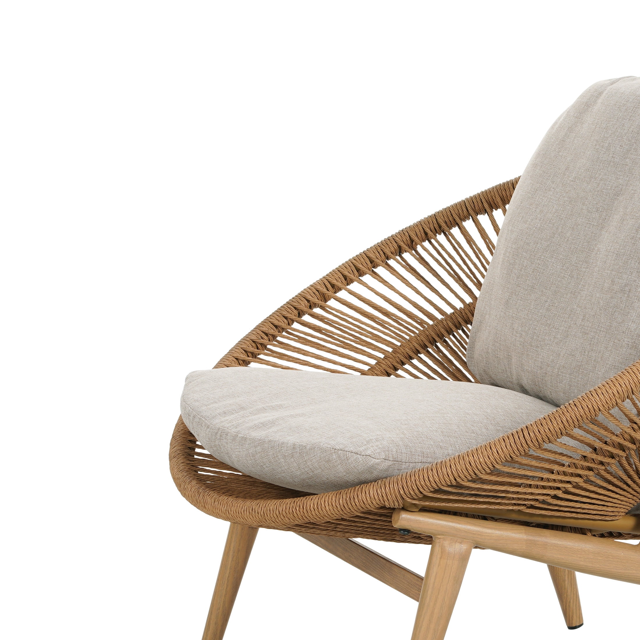 Christopher Knight Home Outdoor Rattan Lounge Chair with Removable Beige Cushions, Light Brwon