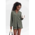 thumbnail image 4 of Ekouaer Summer Outfits for Women 2 Piece Sets Lounge Sets V Neck Button Down Shirt and Shorts Loungewear with Pockets, 4 of 6