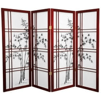 Oriental Furniture 4 ft. Tall Bamboo Tree Shoji Screen - Rosewood - 4 Panel