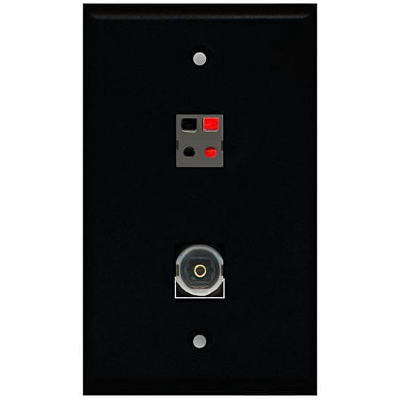 RiteAV - Black 1 Port Toslink 1 Port Speaker Wall Plate
