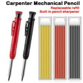 thumbnail image 2 of Crayon Mécanique de Charpentier Solide 2.8mm avec Taille-Crayon pour Menuiserie Tête Longue Fournitures de Bureau 1 Boîte Recharges Rouges, 2 of 6