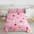 thumbnail image 2 of Homewish Colorful Loves Pattern Queen Comforter Set,Cartoon Ploka Dots Bedding Sets,Pink Fairy Tale Bedding Comforter Set For Girls Teens,Super Cozy Room Decor Reversible,3 Pieces, 2 of 8