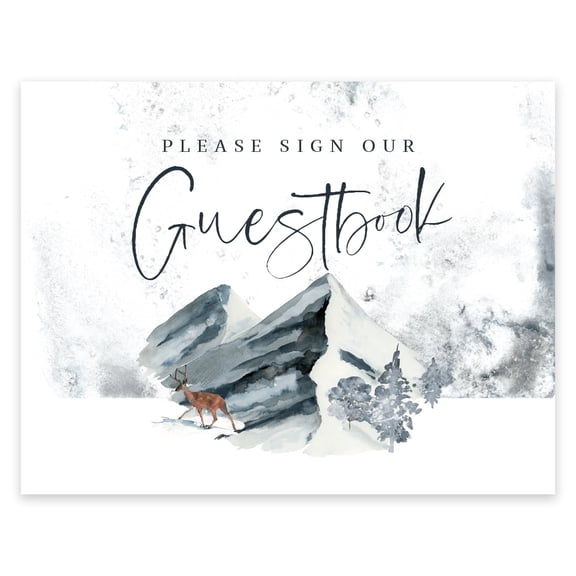 Koyal Wholesale Winter Woodland Guestbook Sign 8.5x11 Please Sign Our Guestbook