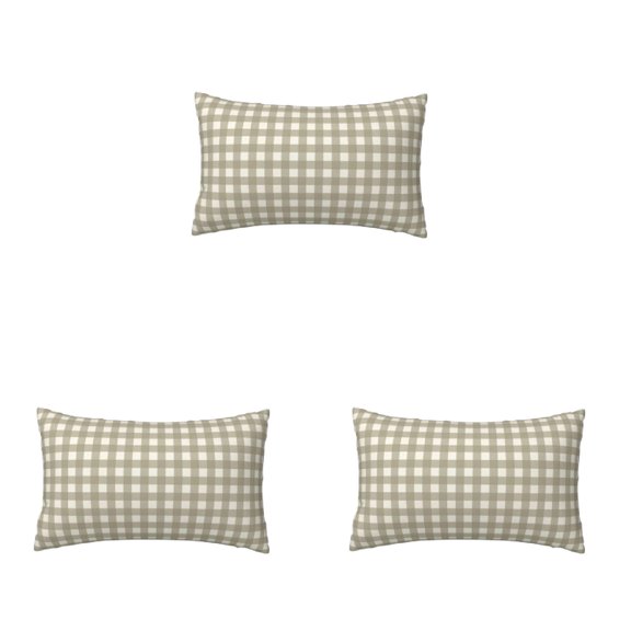 Plaid Lumbar Pillow Covers 12x20 Inch Sage Green Gingham Checkered Pattern Throw Pillow Cover Cushion Cases with Zipper for Home Couch Bed Sofa Chair Indoor Outdoor 3PC