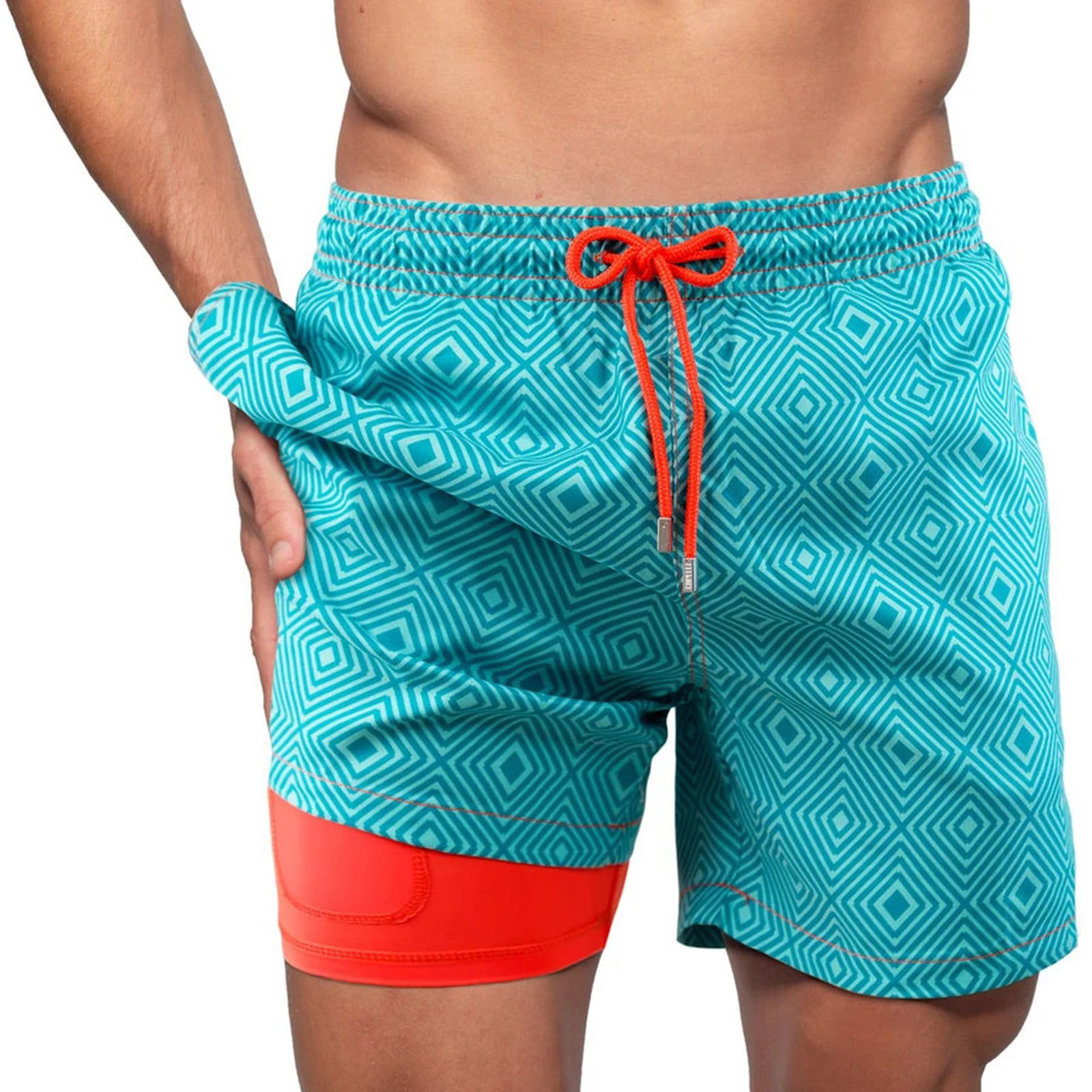 JERECY Mens Swim Trunks Beach Kids Play Educational Game Quick Dry Board Shorts with Drawstring and Pockets