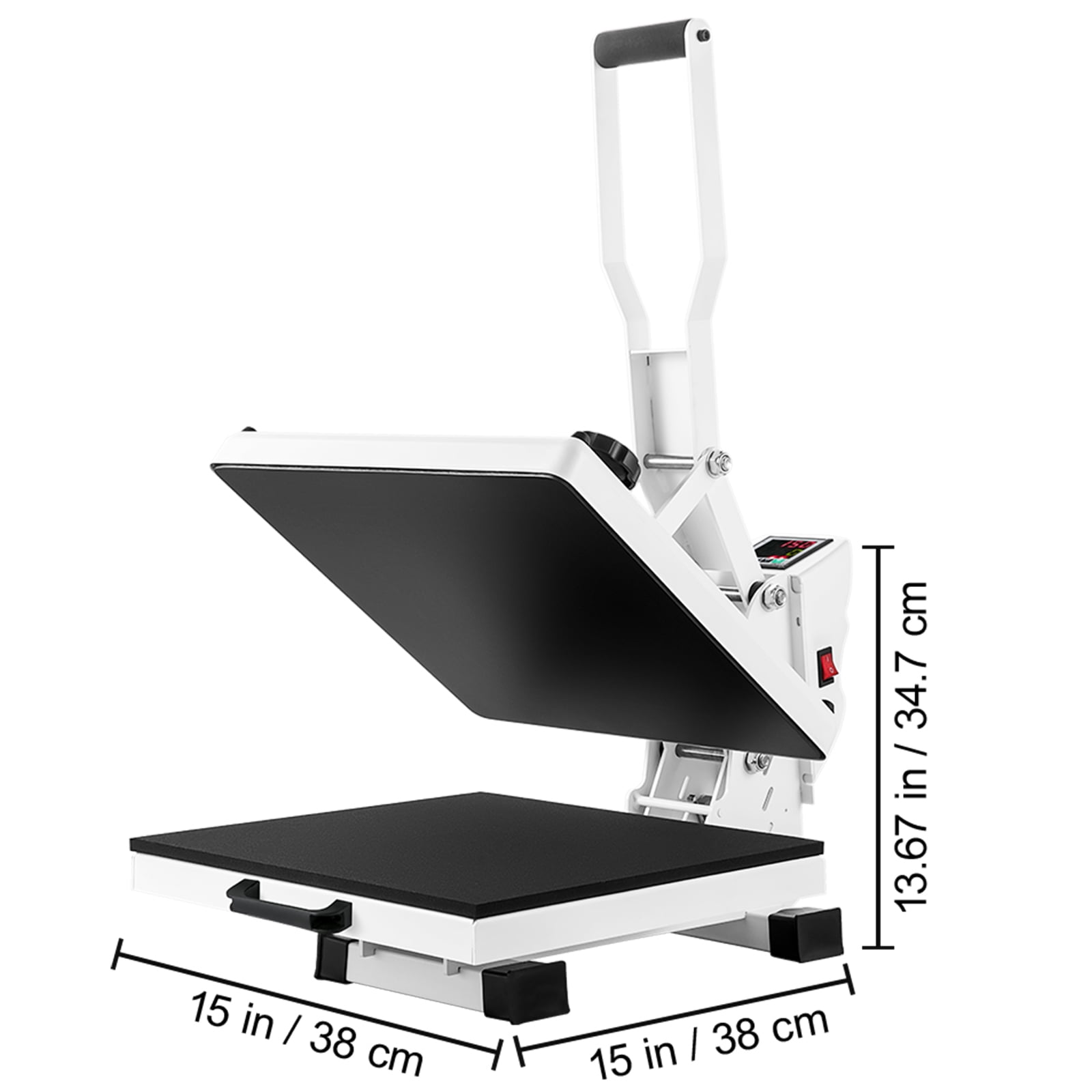 SKYSHALO Heat Press Machine, 15 x 15 in, Clamshell Sublimation Transfer Printer with Teflon Coated, Digital Precise Heat Control,Powerpress for T-Shirts Bags Pads, White