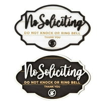 No Soliciting Sign for House Door - 2 Pack Do Not Knock or Ring Doorbell Signs, Hanging Front Door Signs for Home and Office, Clear No Solicitors Sign with Bold Text (Black/White, 9x14 CM)