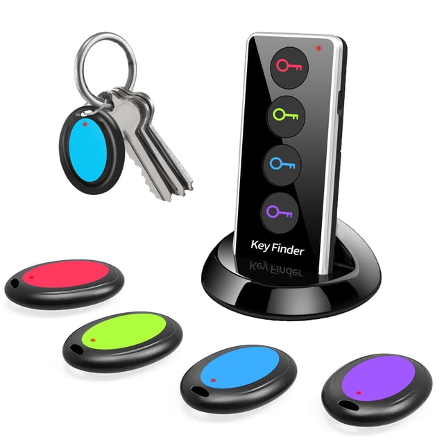 Buscador de llaves Midlocater, etiquetas localizadoras RF de 85 dB+ con rango de trabajo de 15 pies, rastreador de llaves localizador remoto con sonido para encontrar billetera, llave, teléfono,