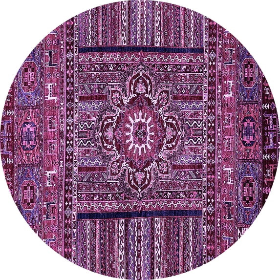 Ahgly Company Indoor Round Abstract Purple Modern Area Rugs, 5' Round