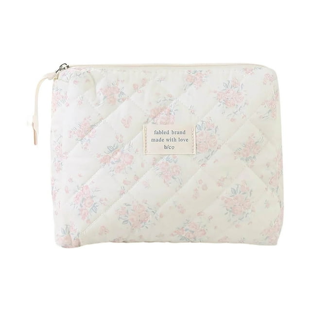 Bolsa de cosméticos de gran capacidad con cierre de cremallera doble y estampado floral Organizador de maquillaje de viaje para guardar artículos de tocador y papelería