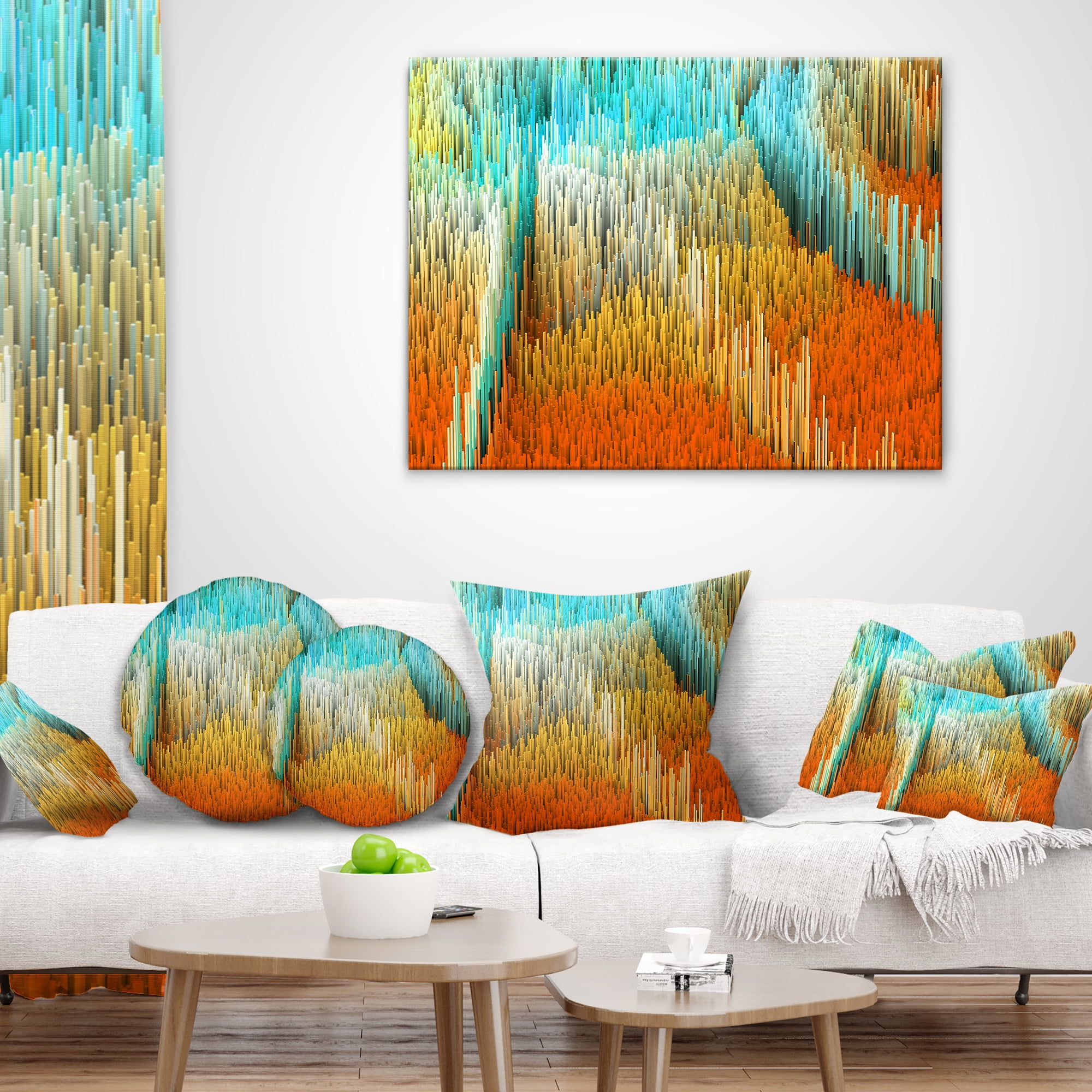Designart Macro Render Structure Yellow Orange - Contemporary Throw Pillow - 16x16