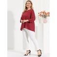 thumbnail image 3 of Unique Bargains Blouse à Encolure en V Fendue à Manches 3/4 pour Femme Grande Taille, 3 of 6