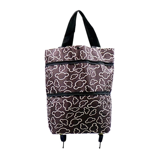 Japceit Sac à Roues de Magasinage Portable Sac de Traction Sac à Roulettes Télescopique Sac de Magasinage de Supermarché Chariot de Magasinage Sac à Dos Pliable